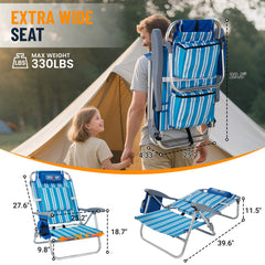 Overmont Low Beach Chair with wide seat and lumbar support for long-lasting comfort.