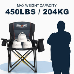 Overmont chair back-pocket and cooler bag for convenient gear.