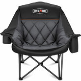 Overmont Oversized XL camping chair folded view demonstrates portable storage for travel.