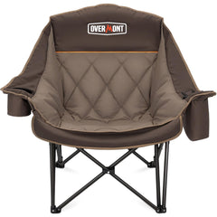 Overmont oversized XL camping chair front view highlights spacious seating and sturdy frame.