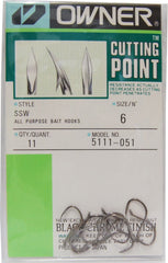 Owner Cutting Point hook Black #2 ready for salmon rigging in saltwater
