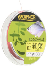 Owner Harris Tanago PE 15m #100 Autumn Leaves Red fishing line close-up