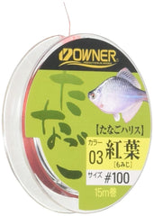 Owner Harris Tanago PE 15m #100 Autumn Leaves Red fishing line close-up