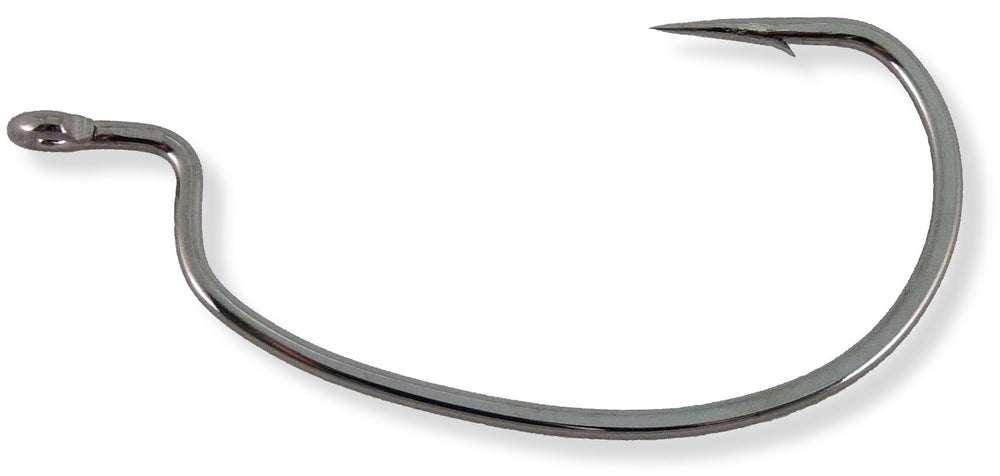 Owner Rig'N Hook #3/0 Chrome close-up for reliable hook sets on heavy rigs.