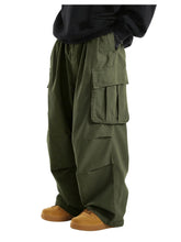 OYOANGLE men's drawstring waist pants green - front view showing elastic waist for comfort