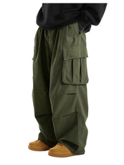 OYOANGLE men's drawstring waist pants green - front view showing elastic waist for comfort