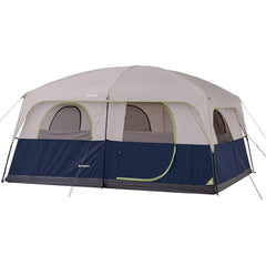 Ozark Trail 10-Person Cabin Tent front view with two-room setup for camping