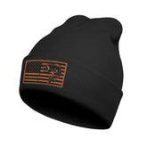 Ozrhuve Fishing Beanie with leather pattern and fish flag patch