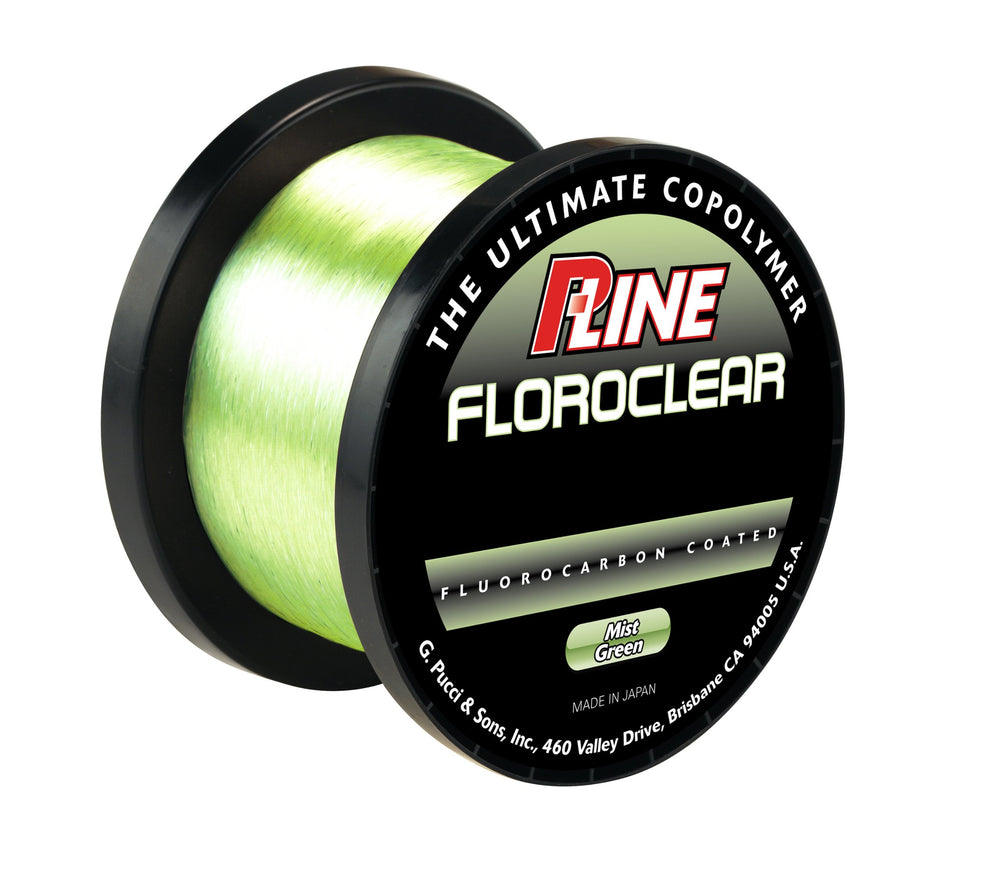 P-Line Floroclear fluorocarbon coated line spool in Mist Green provides near invisibility and improved casting.