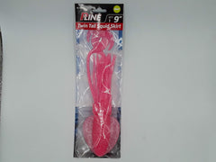P-Line PTTS90-310 Twin Tail Squid 9in Pink Glow Glitter for bottom and pelagic fishing.