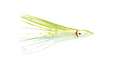 P-Line Sunrise Squid 4.5-inch Clear Glow Chartreuse, front view, high-visibility trolling lure.