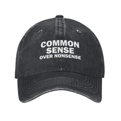 Pabeorsn Common Sense Over Nonsense Hat front view for daily casual styling