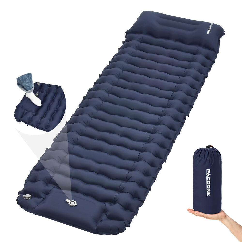 PACOONE camping sleeping pad setup demonstrating connectable design for a shared nights