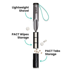 PACT plant-based wipes are ultra-compact and eco-friendly for field cleansing.
