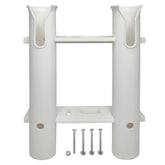 Pactrade Marine double-tube rod holder mounted on wall keeps rods secure.