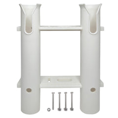 Pactrade Marine double-tube rod holder mounted on wall keeps rods secure.