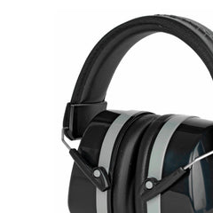 Padded headband and PVC ear pads on muff