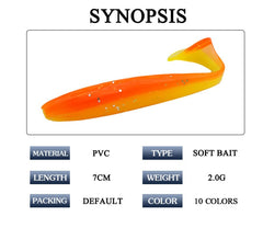 Assorted color soft plastic lures with curly and paddle tails