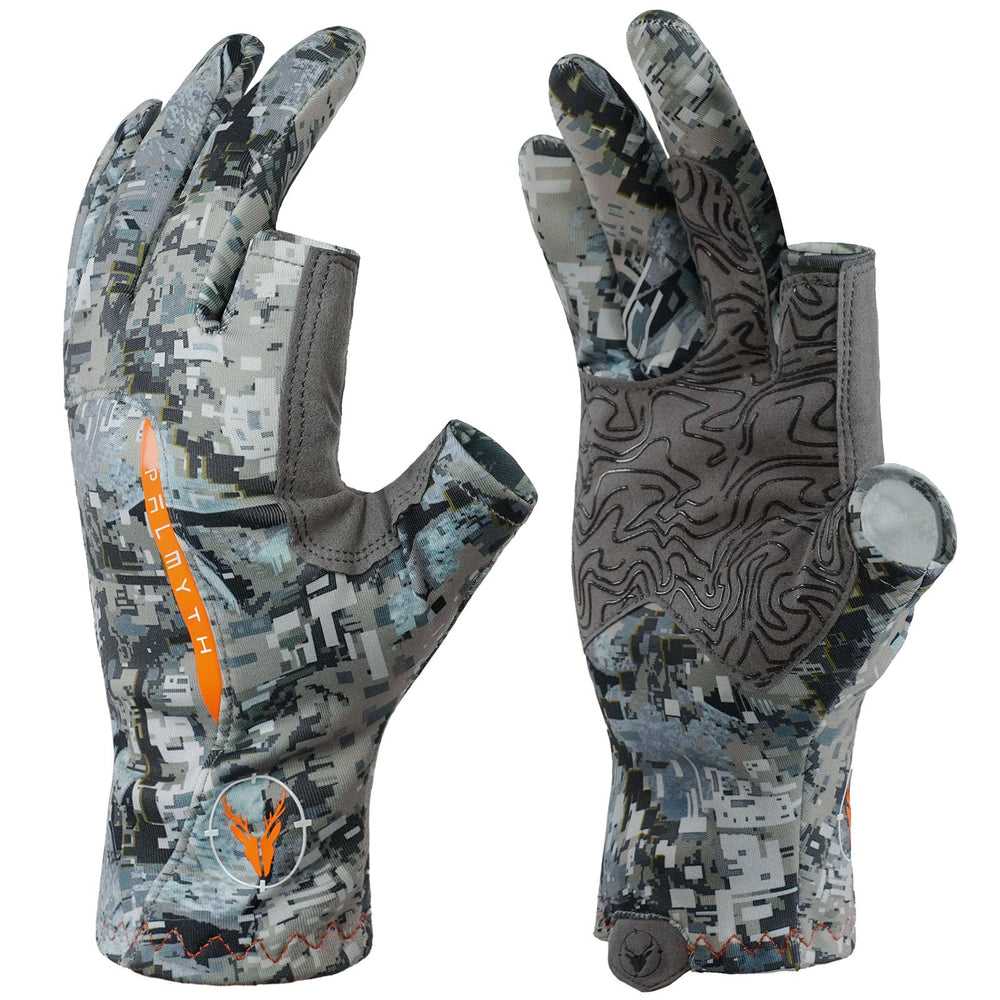 Palmyth men's hunting gloves Gravel Shade closeup highlights durable fabric for cold-weather hunting.