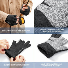 Palmyth Wool Fishing Gloves show warmth and moisture-wicking for comfortable cold days.