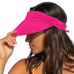 Panama Jack women's sun visor with a 4-inch wide fuchsia brim for shaded days