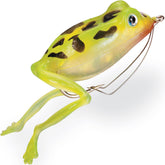 Panther Martin Holographic Superior Frog chartreuse front view attracts bass with realistic color and action.