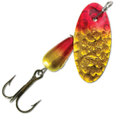 Panther Martin PMHM-2 HYR hammered spinner in yellow and red boosts on-water visibility.