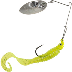 Panther Martin Sonic SizzleTail lure front view highlights high-visibility chartreuse silver blade.