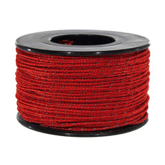 Paracord Planet glow-in-the-dark micro cord in imperial red for crafts and survival in low light.