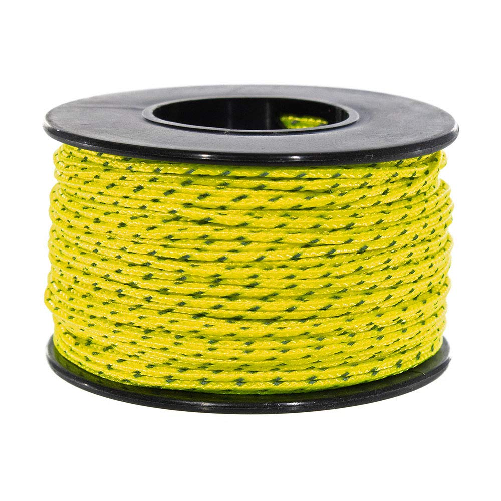Paracord Planet Micro Cord Neon Yellow glow-in-the-dark, ideal for crafts and survival uses.