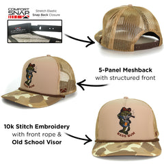 Paramount Outdoors comfort snap closure photo emphasizing adjustable fit on any head.