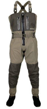 Paramount Outdoors Deep Eddy wader front view with TiZip zipper for easy on off during wading