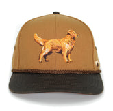 Paramount Outdoors Golden Retriever baseball cap with wax visor for durable sun protection.