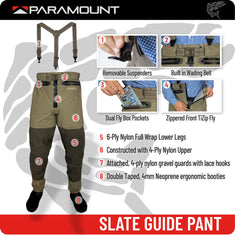 Slate Guide Pant 4-ply upper and 6-ply lower reinforce seams for durability.