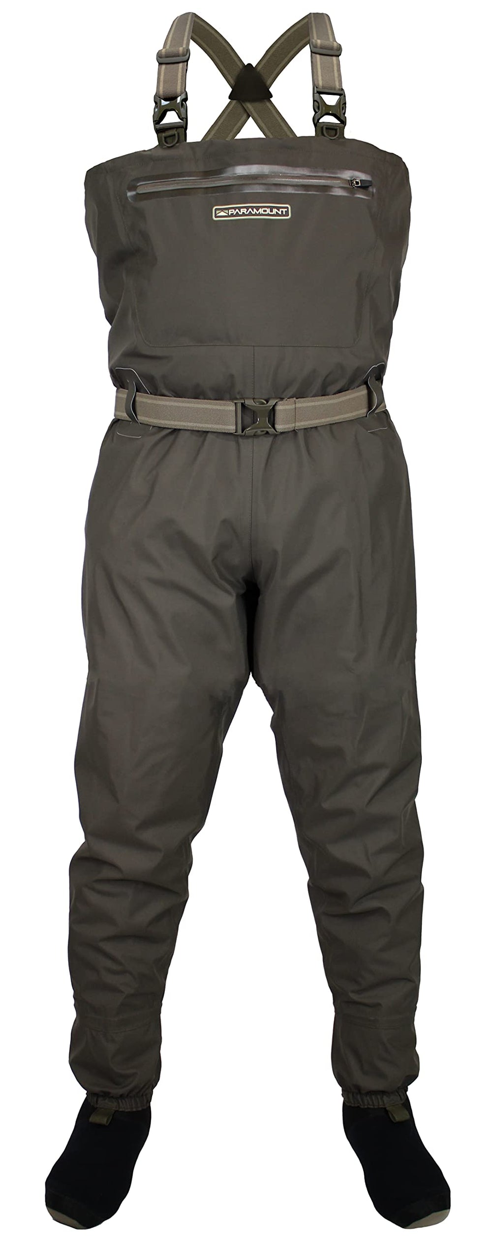 Paramount Outdoors Stonefly wader shows waterproof breathable nylon for dry river days.