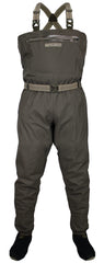 Paramount Outdoors Stonefly wader shows waterproof breathable nylon for dry river days.