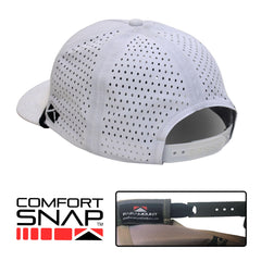 Paramount Tarpon hat side profile emphasizes comfort stretch snapback feature