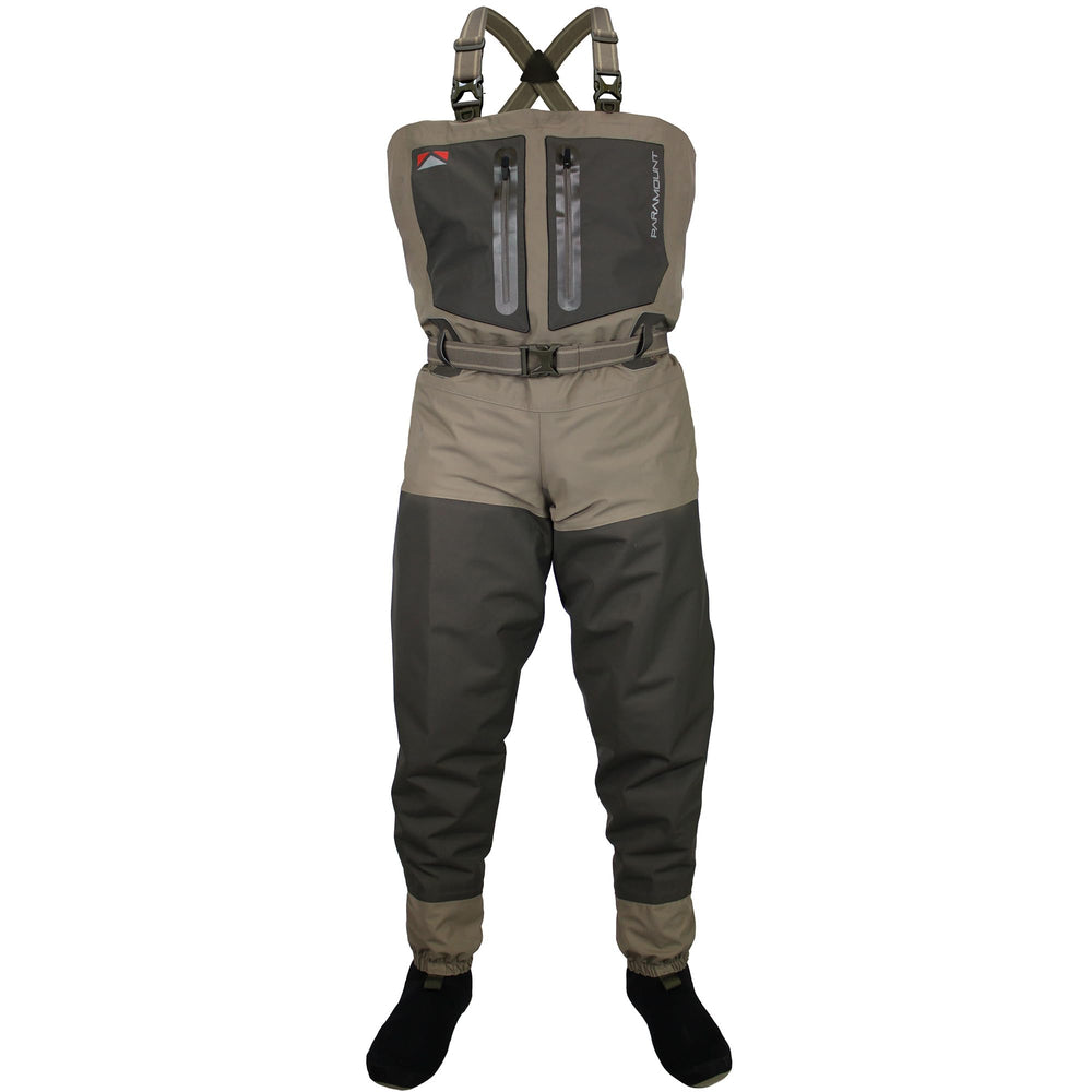 Paramount Outdoors Whetstone 2 front view wader with full waterproof protection.
