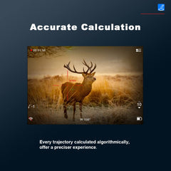 PARD Night Vision Scope ballistic-calculator-panel highlights range and conditions.