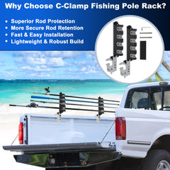 Partuto C-clamp mount demonstrating tool-free attachment to the truck bed edge.