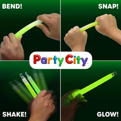 Party City emergency light glow sticks provide 360° illumination for outages.