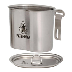The Pathfinder School canteen cooking set fitted lid helps keep heat in and reduces spills on the trail.