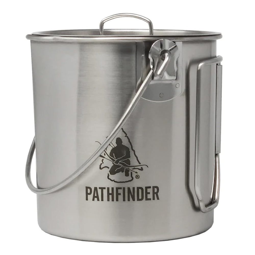 Pathfinder stainless steel bush pot 32oz with durable body for field cooking.