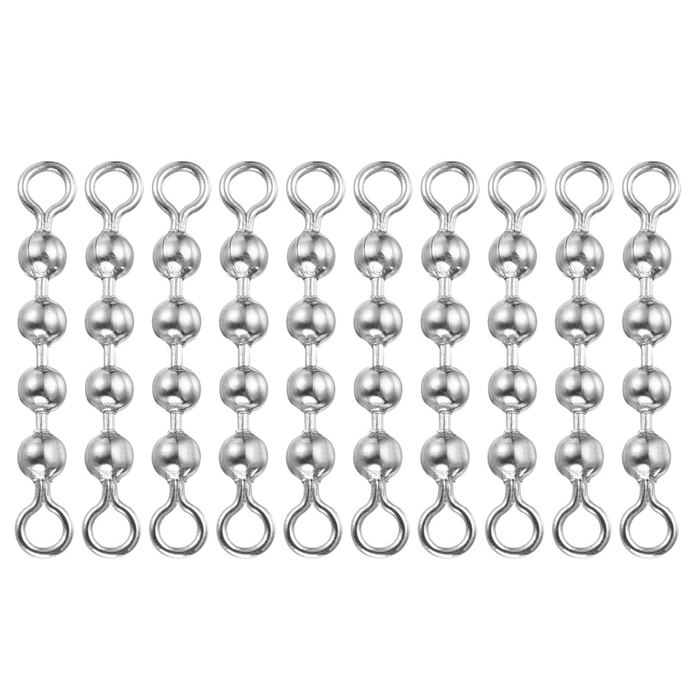 PATIKIL 1.4 inch fishing bead chain swivel, silver tone, 4 beads, stainless steel