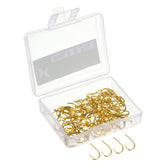 PATIKIL 8# claw hook packaging shows durable gold-tone finish for versatile fishing.