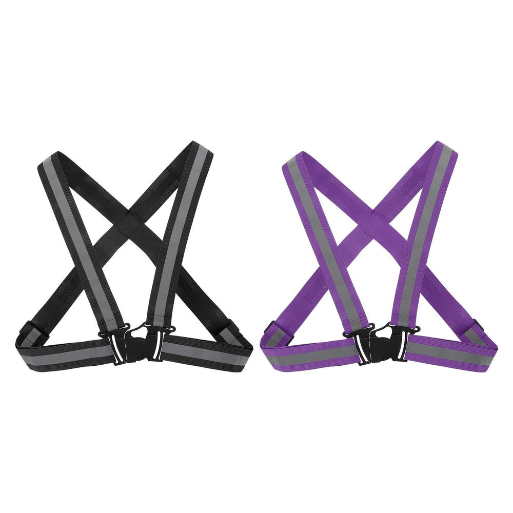 PATIKIL adjustable reflective vest purple-black for nighttime visibility during running.