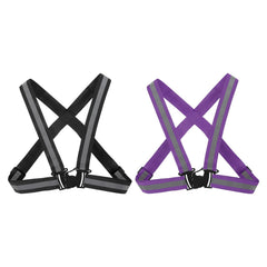 PATIKIL adjustable reflective vest purple-black for nighttime visibility during running.