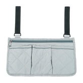 PATIKIL Beach Chair Armrest Bag grey attached to a chair for organized storage