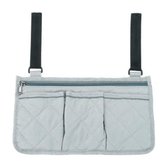 PATIKIL Beach Chair Armrest Bag grey attached to a chair for organized storage