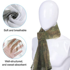 PATIKIL camo netting mesh scarf offers breathable, lightweight wear for outdoor activities.